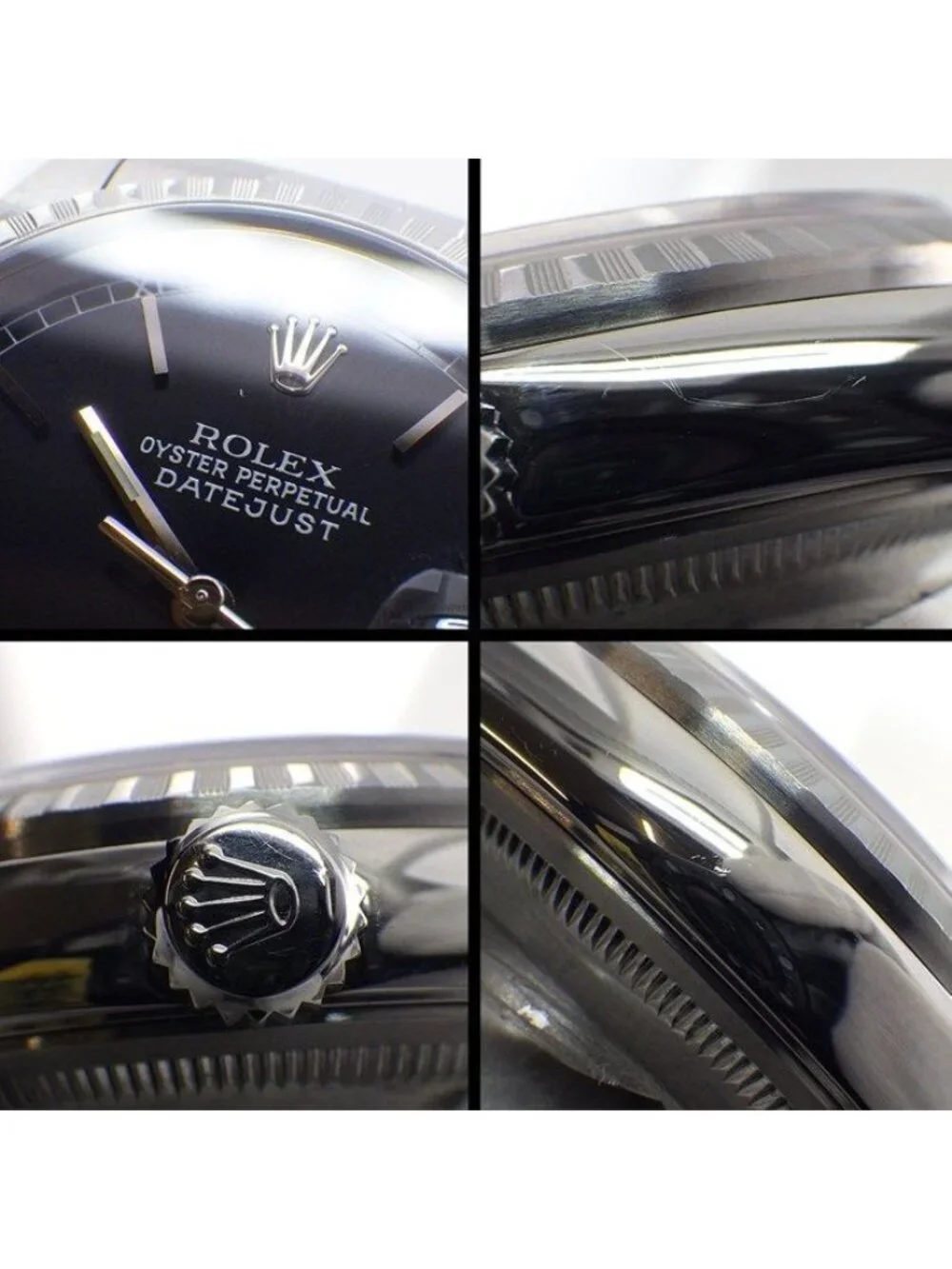 Rolex Watch Datejust Black Dial Date 18k White Gold SS Automatic